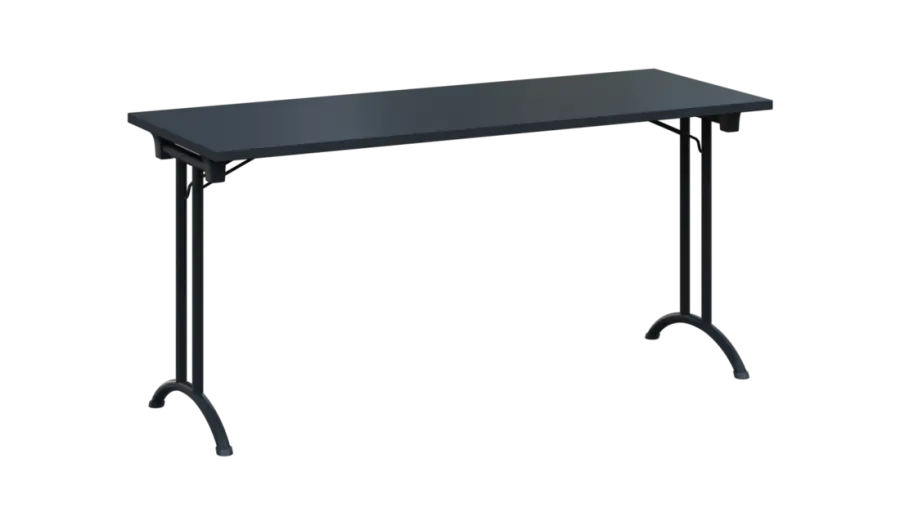 SLA 160 lak skládací jednací stůl 1600x600, deska 25 mm, podnož černý lak, deska antracit